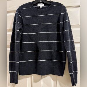 Nordstrom 100% Cashmere Black Striped Long Sleeved Sweater Size Large